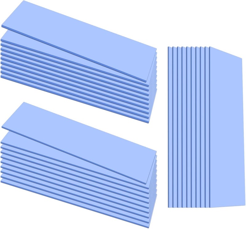 UCEC 30 قطعة وسادات حرارية سيليكون GPU، وسادة حرارية قابلة لإعادة الاستخدام لوحدة المعالجة المركزية، وسادات حرارية GPU، وسادة حرارية SSD، مبرد موصل 0.5/1.5/1 مم لوحدة التحكم في الحرارة، أزرق - Image 1